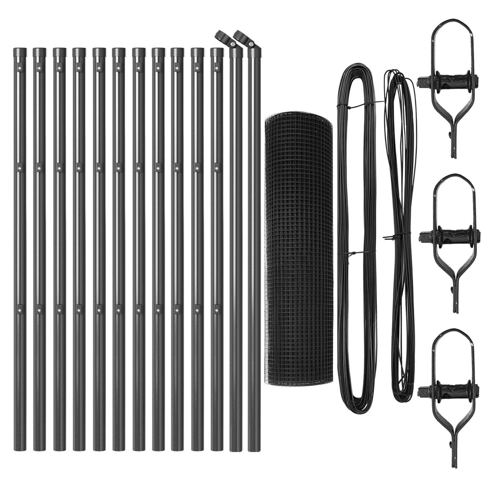 Hegesztett Hálós Kerítés 13 Oszloppal Szürke 0.4x25 m Acél (3351829)