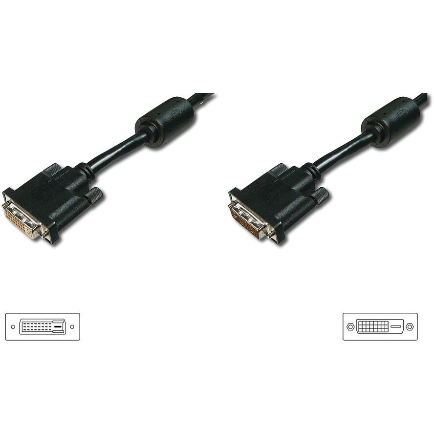 Assmann DVI extension cable, DVI-D (Dual Link) (24+1), 2x ferrit 5m Black (AK-320200-050-S)