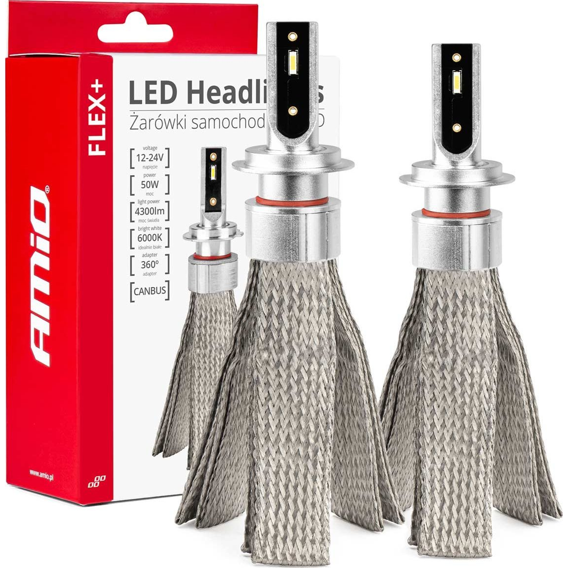 Led Autólámpák Flex+ H7 Sorozat 12v 24v 6000k Canbus Amio-03659