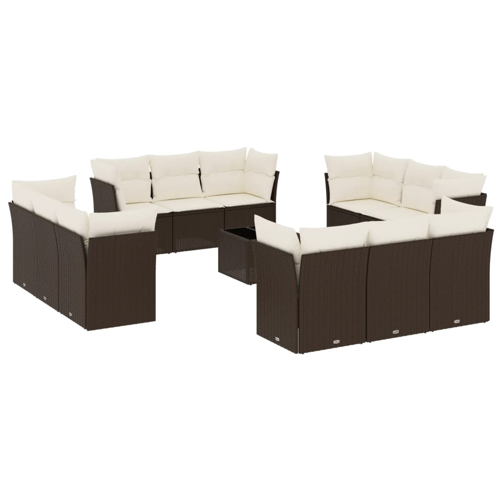 13 részes barna polyrattan kerti ülőgarnitúra párnákkal (3217343)