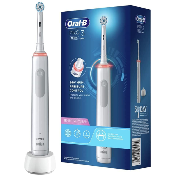 Braun Oral-B PRO 3 3000 elektromos fogkefe Sensitive Clean Alabaster white
