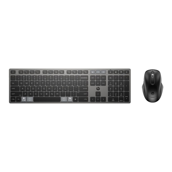 HP 720 Multi-Device Rechargeable Wireless Keyboard and Mouse Combo tastatur Mus inkluderet Hjem USB + Bluetooth QWERTY Engelsk Sort