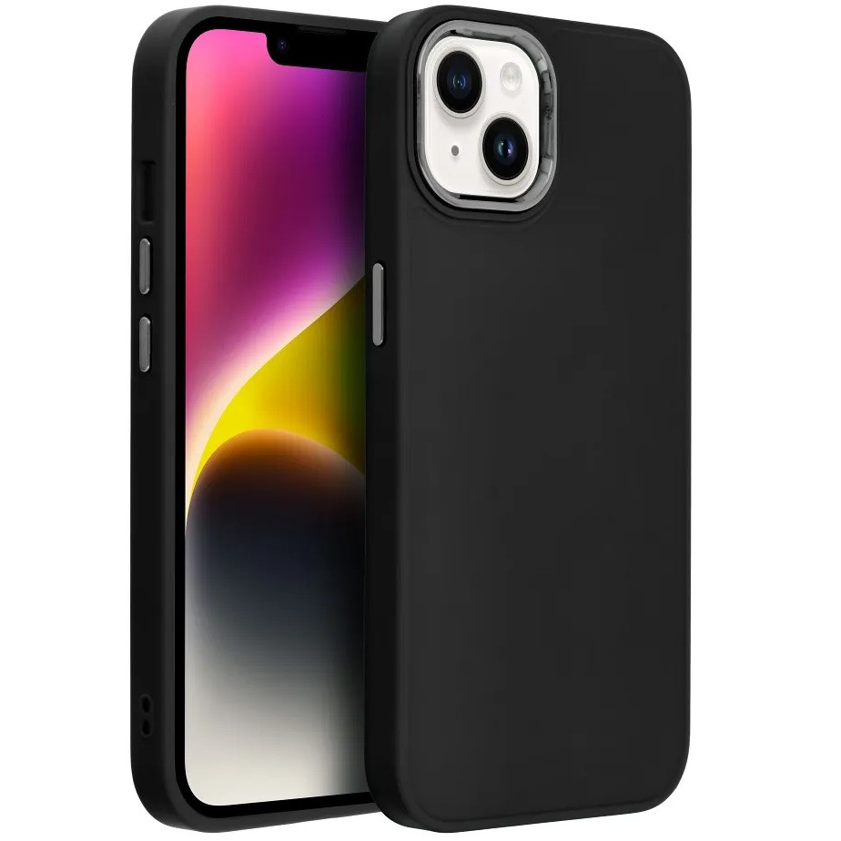 Apple iPhone 16 Pro Max, Szilikon tok, közepesen ütésálló, fémhatású kamera keret, Frame Case, fekete (5903396307454)