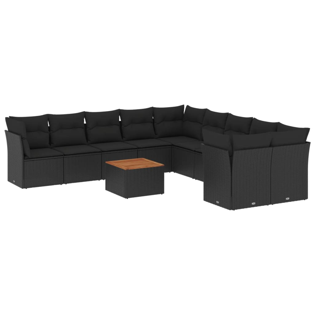 11 részes fekete polyrattan kerti ülőgarnitúra párnákkal (3223850)