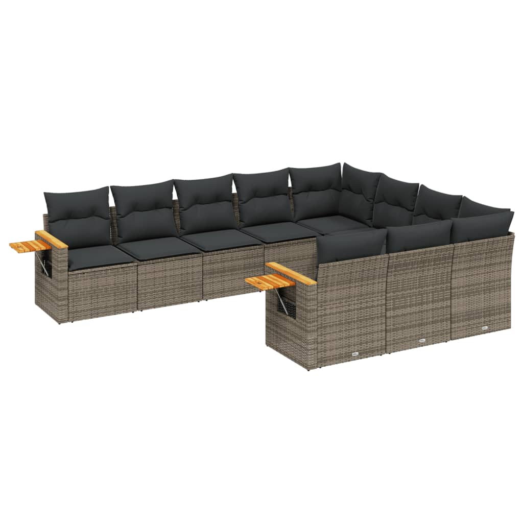 10 részes szürke polyrattan kerti ülőgarnitúra párnákkal (3227180)