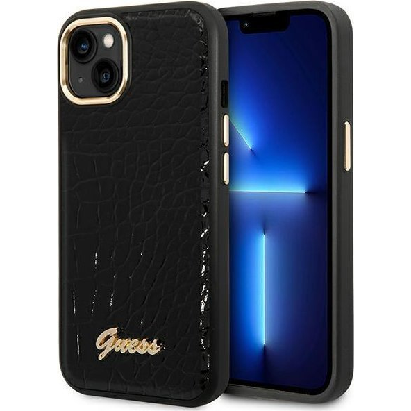Guess Croco Collection Apple iPhone 14 Plus hátlap tok, fekete (GUE2106)