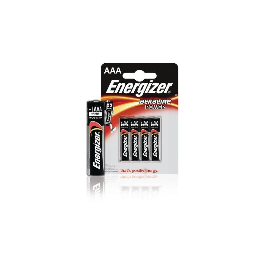 Mikroelem AAA, alkáli mangán, 1,5V, 4 db, Energizer Power LR03, AAA, LR3, AM4M8A, AM4, S (E300132607)