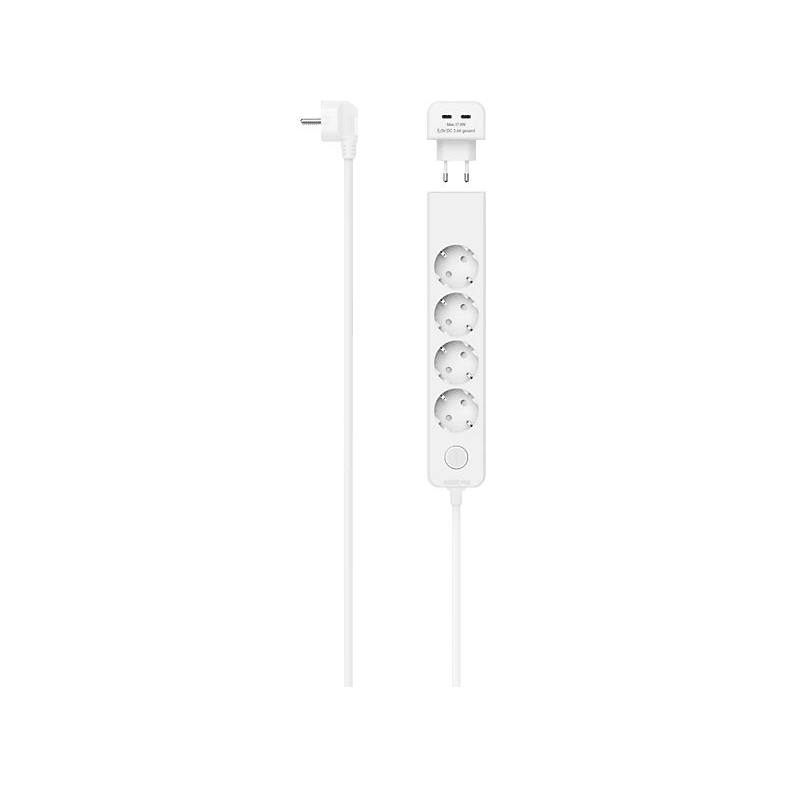 Hama hálózati elosztó 5 csatlakozós +2x USB-C 1,4m fehér (223191) (hama223191)