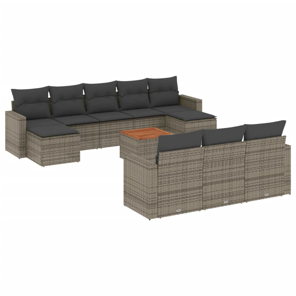 11 részes szürke polyrattan kerti ülőgarnitúra párnákkal (3256676)