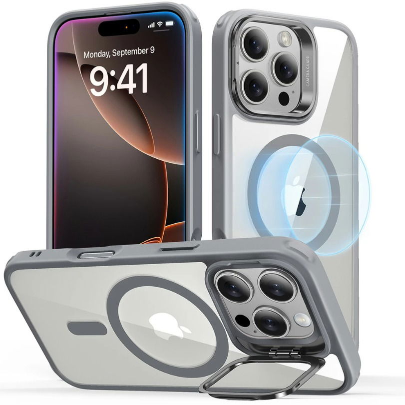 ESR Classic Hybrid Case with Stash Stand (HaloLock) iPhone 16 Pro Clear Grey tok (1A7490401)