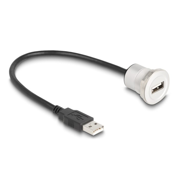 Delock USB 2.0 A-típusúbeépített anya kábelcsatlakozóval 30 cm, alumínium (88181) (88181)