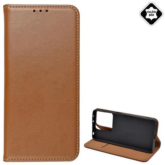 Gigapack Xiaomi Redmi Note 13 5G valódi bőr fliptok barna (GP-154009) (GP-154009)