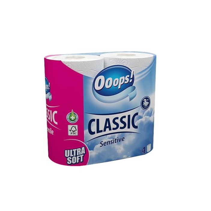 Ooops! Classic 3 rétegű Toalettpapír sensitive (4 tekercs) (KTC30041132)