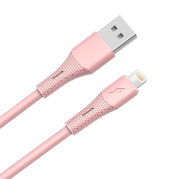 AVAX CB3306 USB-A – Lightning szilikon töltőkábel, 1.5 m, rózsaszín (AVAX_CB3306)
