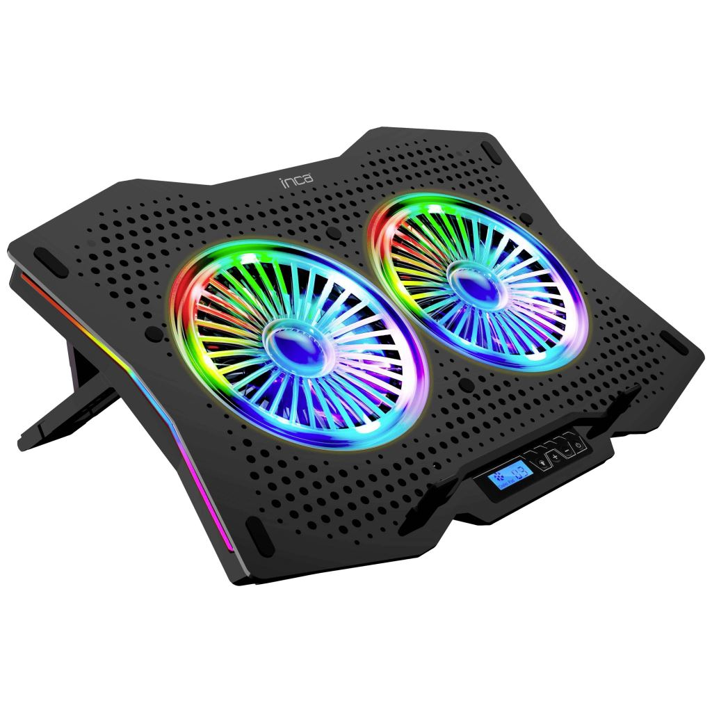 INCA 18" Notebook állvány hűtő és USB HUb funkcióval fekete (INC-606TGS) (INC-606TGS)