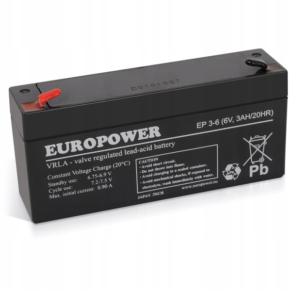 Akumulator EP3-6 EUROPOWER 6V 3AH