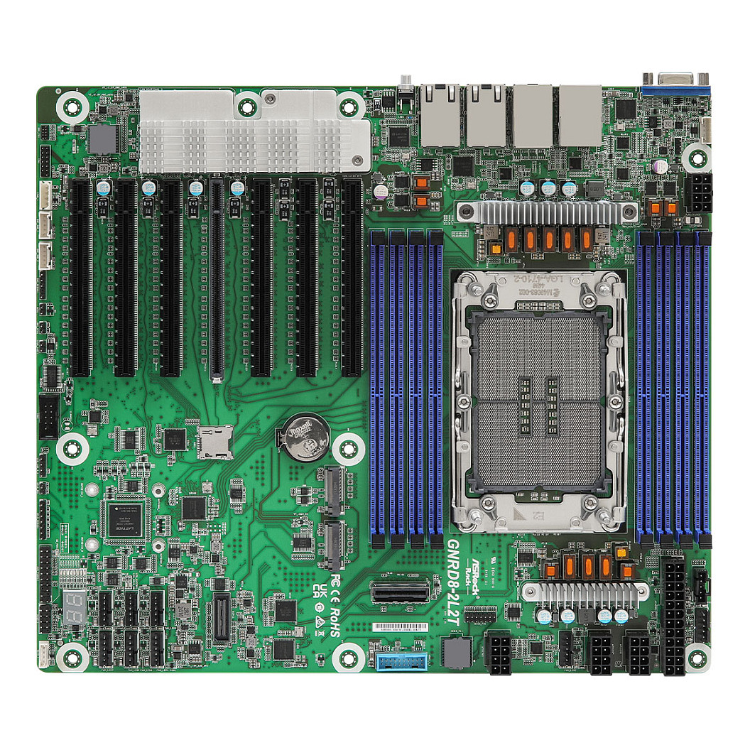 ASRock GNRD8-2L2T, 1xSKT LGA 4710, Intel Xeon 6, SoC, NVMe, 2xM.2, 2x10GbE, 2xGbE, IPMI (GNRD8-2L2T)