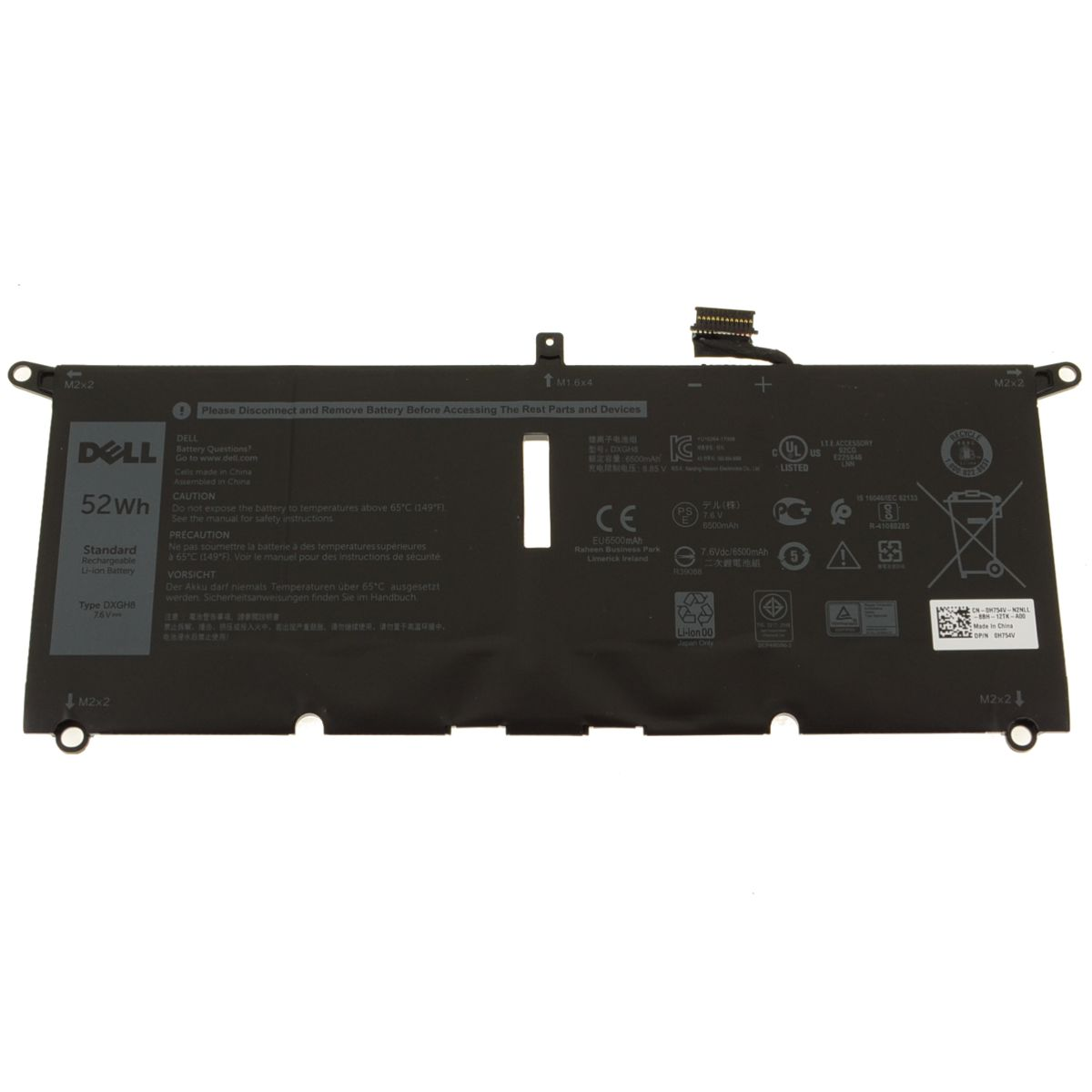 Dell XPS 9370 / 9380 Notebook akkumulátor 52Wh (H754V)