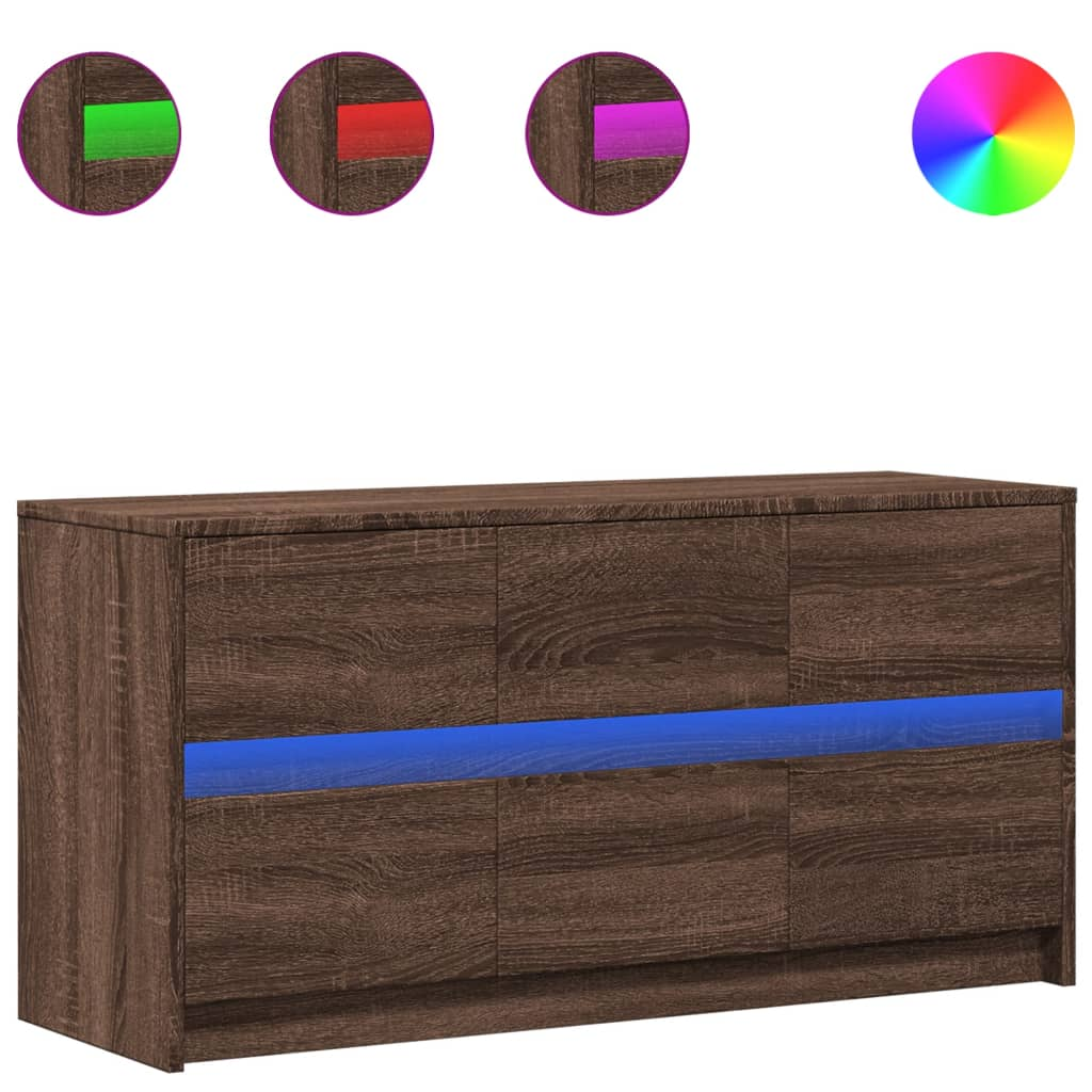 barna tölgy színű szerelt fa LED-es TV-szekrény 100x34x50 cm (852221)