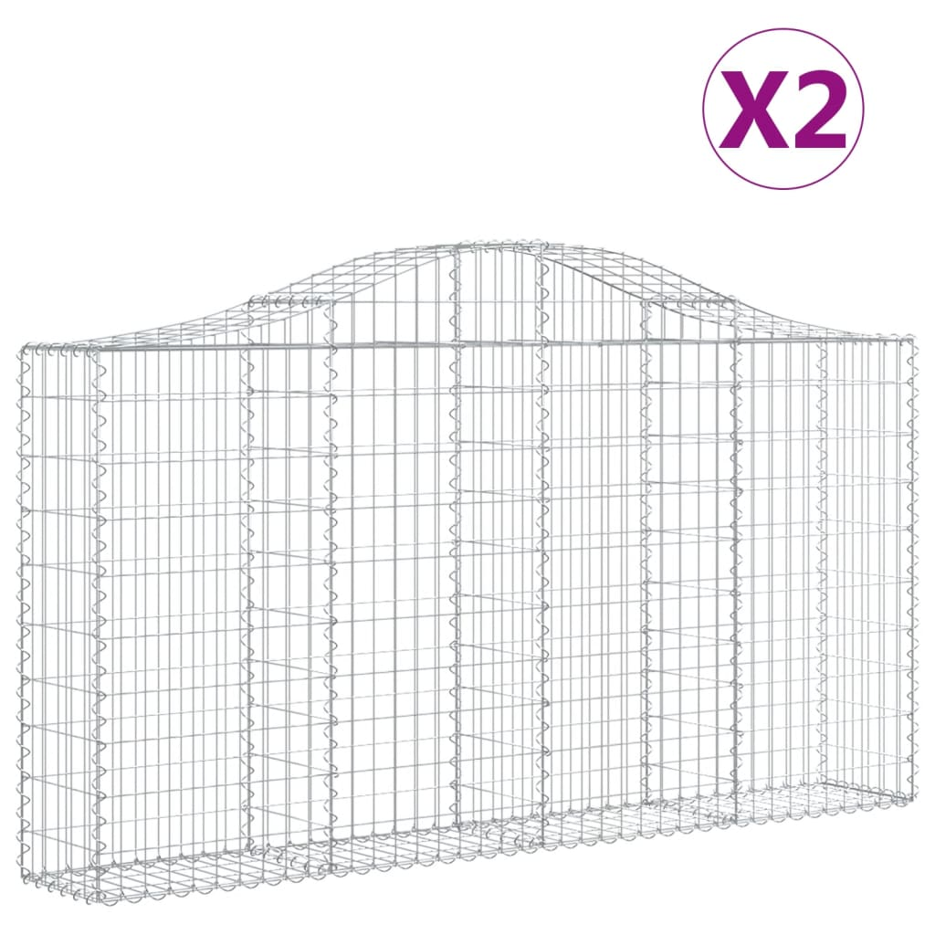 2 db íves horganyzott vas gabion kosár 200x30x100/120 cm (3145430)