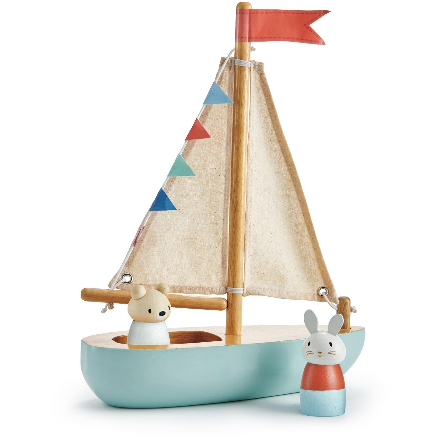 Tender Leaf Wooden Sailboat with Crew Sailway Boat (TL8382)