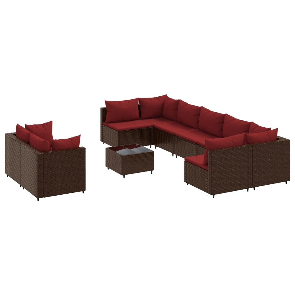 10 részes barna polyrattan kerti ülőgarnitúra párnákkal (3308309)