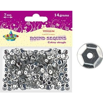  Titanum Cekiny okrągłe srebrne metaliczne 7mm 14g.(Cm6s)