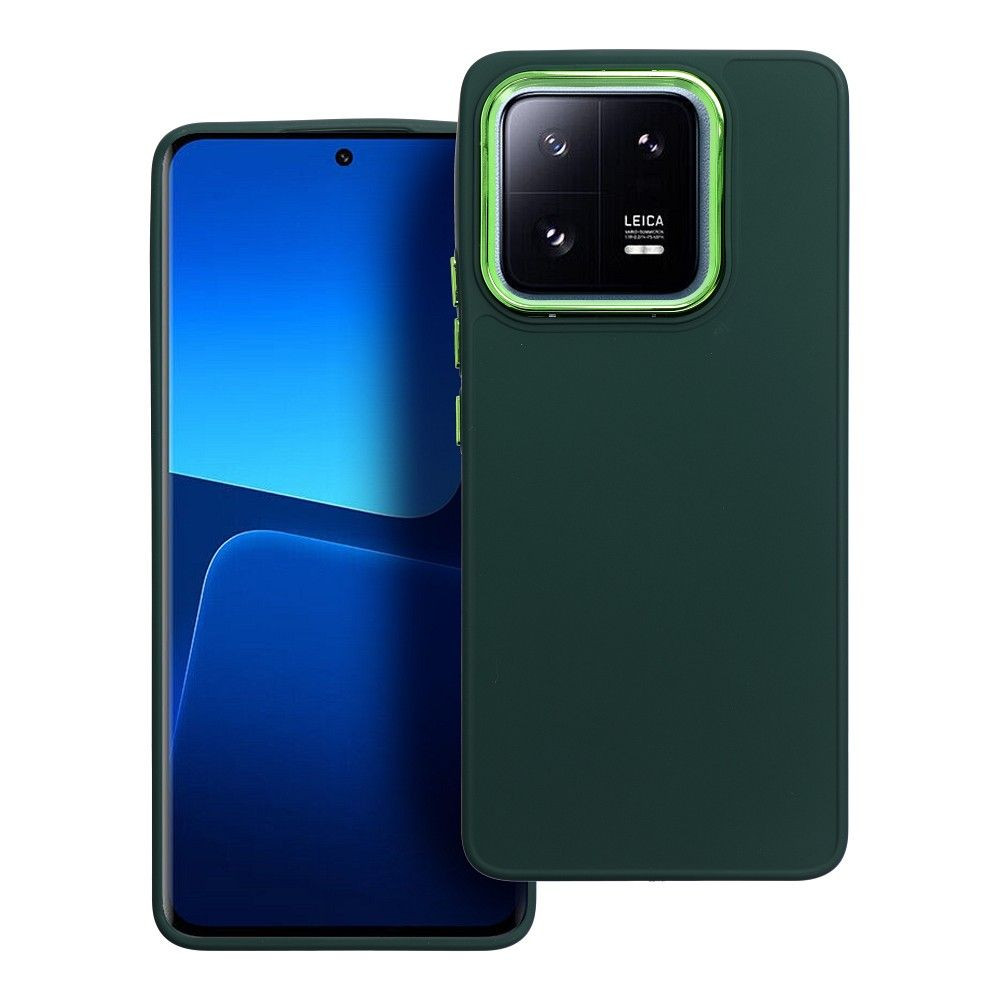 Xiaomi 13 Pro, Szilikon tok, közepesen ütésálló, fémhatású kamera keret, Frame Case, zöld (5903396264238)