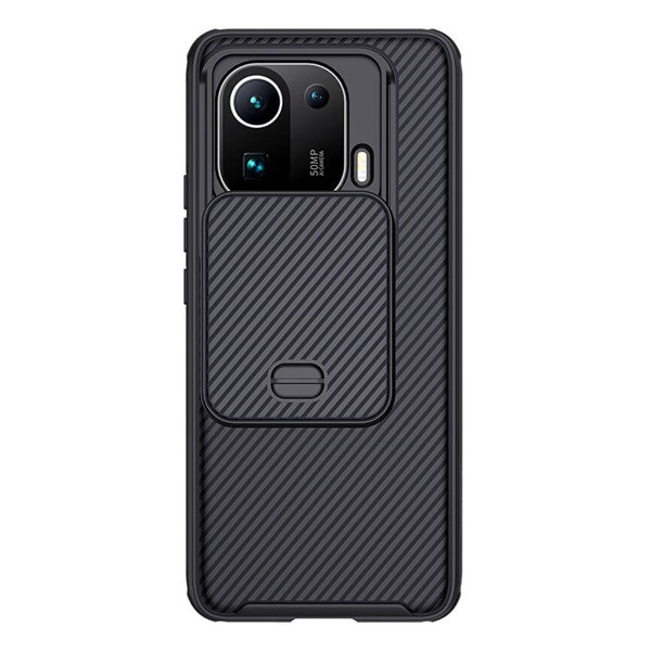 NILLKIN CAMSHIELD PRO műanyag telefonvédő (szilikon keret, közepesen ütésálló, kamera védelem, csíkos minta) FEKETE [Xiaomi Mi 11 Pro 5G]