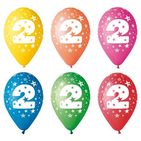 Léggömb 26cm - 2-es szám (5db) (11-PRINT2)