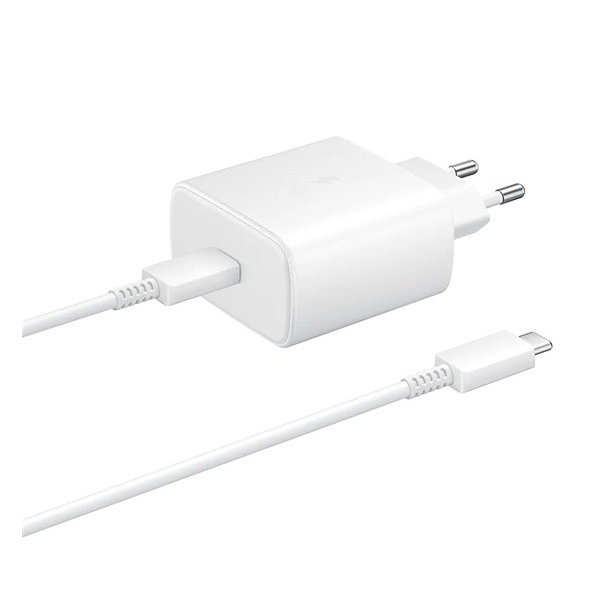 SAMSUNG hálózati töltő Type-C aljzat (10V / 3000mA, 45W, PD gyorstöltés támogatás + Type-C kábel) FEHÉR (EP-TA845XWEG) (EP-TA845XWEG)