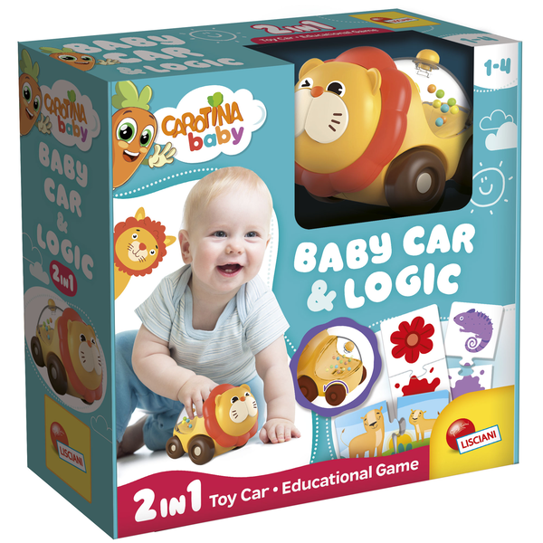 Carotina Baby Oroszlán kisautó logikai játékkal