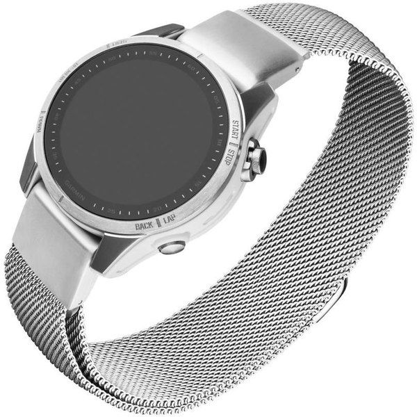 ФИКСИРАНА мрежеста каишка за часовник от неръждаема стомана Garmin QuickFit 20mm съвместим, сребрист FIXMEST-QF20MM-SL