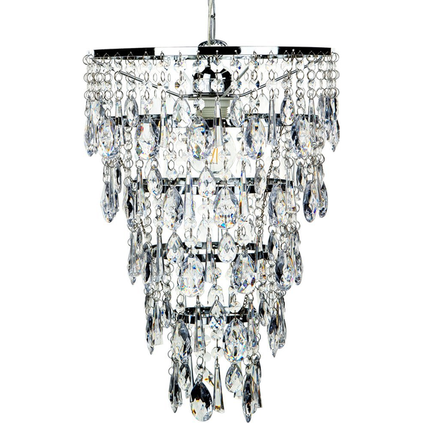 Lámpara De Techo Araña Cascada Metal Plateado 100 Cm Cristal Estilo Glam Entwash