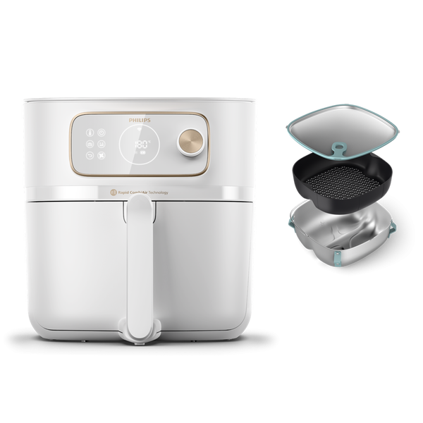 Philips Seria 7000 HD9876/25 Airfryer XXL 8,3 L, cuptor cu aer cald, alb