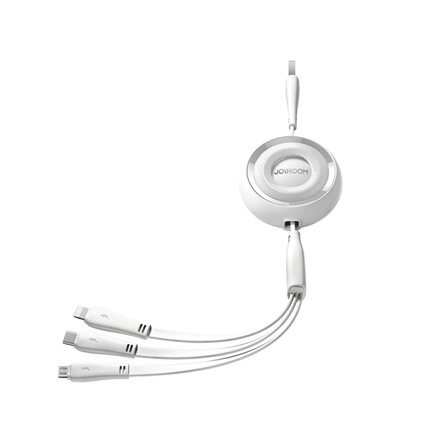 Svinovací kabel 3v1 Joyroom USB-A na USB-C / Lightning / microUSB 1m - bílý