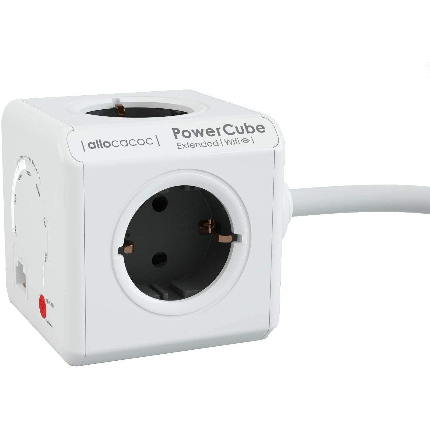 Allocacoc PowerCube Extended WiFi 4 aljzatos elosztó 1.5m - Fehér/Fekete (9710/DEEXWF)
