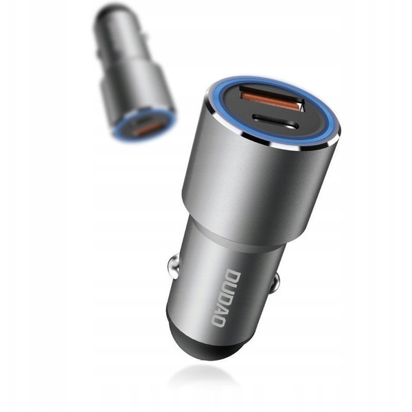 Dudao ładowarka samochodowa USB / USB Typ C Power Delivery Quick Charge 22,5 W szary (R4PQ)