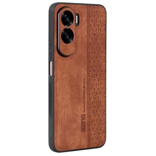 Gigapack Honor 90 Lite 5G bőr hatású, 3D rombusz mintás tok barna (GP-147947) (GP-147947)