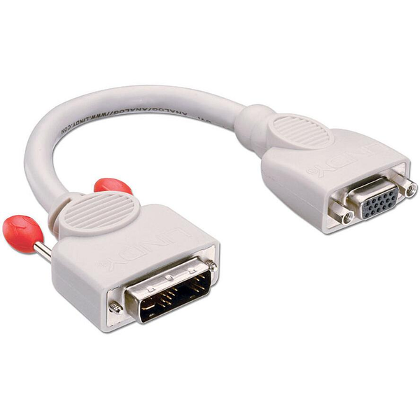Lindy 41222 videokabel adapter 0,2 m DVI-A VGA (D-Sub) Grå