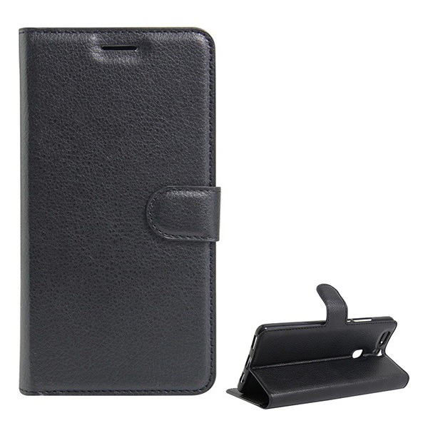 Tok álló, bőr hatású (FLIP, oldalra nyíló, asztali tartó funkció, prémium) FEKETE [Huawei P9 Plus] (5996457646524)