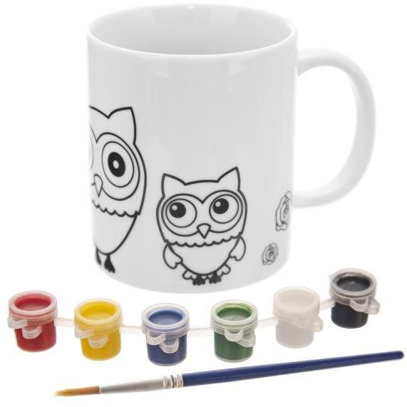 Orion Porcelán bögre, bagoly + ecset és festék 0,38 l (129439)