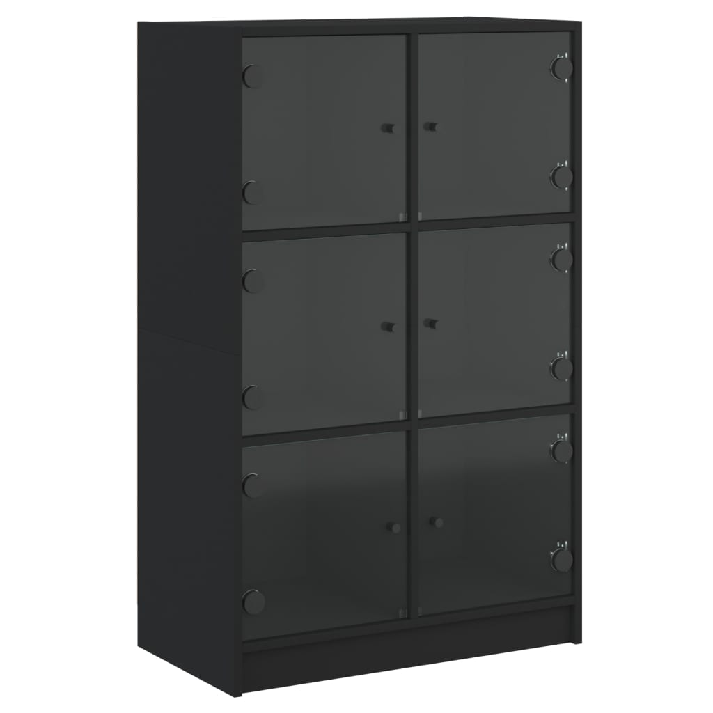 fekete szerelt fa magasszekrény ajtókkal 68 x 37 x 109 cm (3295851)