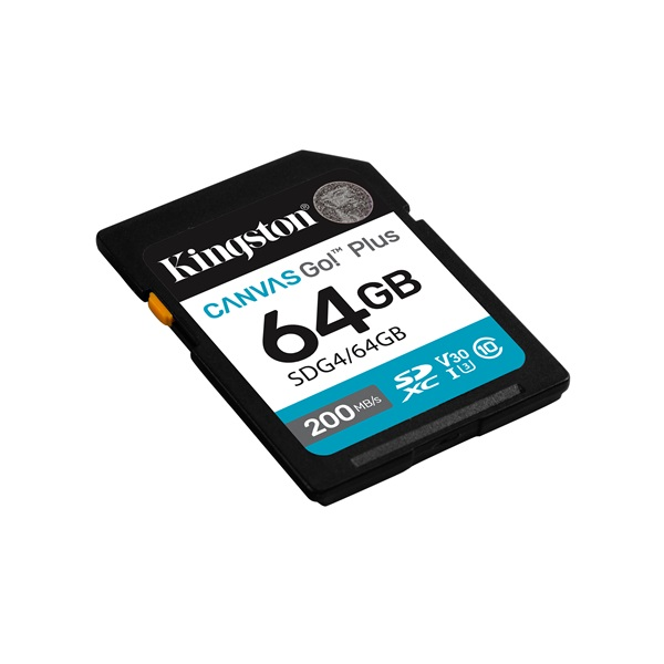 KINGSTON Memóriakártya SDXC 64GB Canvas Go Plus Gen4 200R C10 UHS-I U3 V30