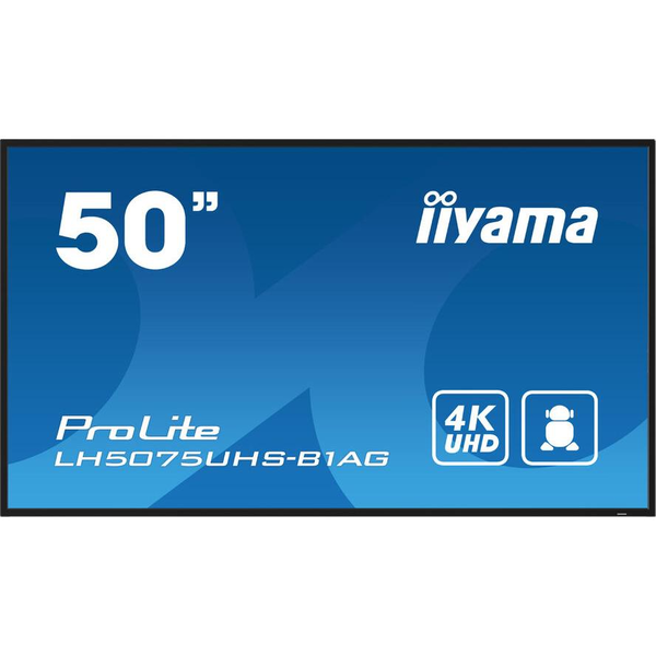iiyama LH5075UHS-B1AG дисплей за сигнализация Обществен цифров плосък панел 125,7 см (49.5") LCD Wi-Fi 500 cd/m² 4K Ultra HD Черен Вграден процесор Android 11 24/7