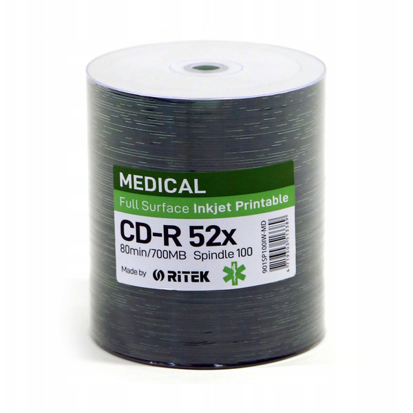 TRAXDATA RITEK CD-R 700MB 52X PRINTABLE MEDICAL SP*100