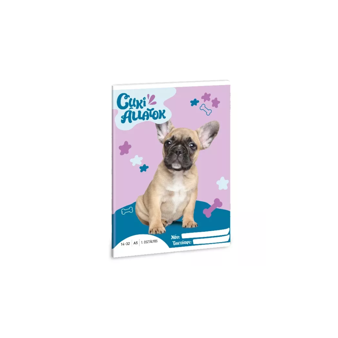 Cute Animals 32 lapos A5 1. osztályos vonalas füzet - Bulldog (53584267)