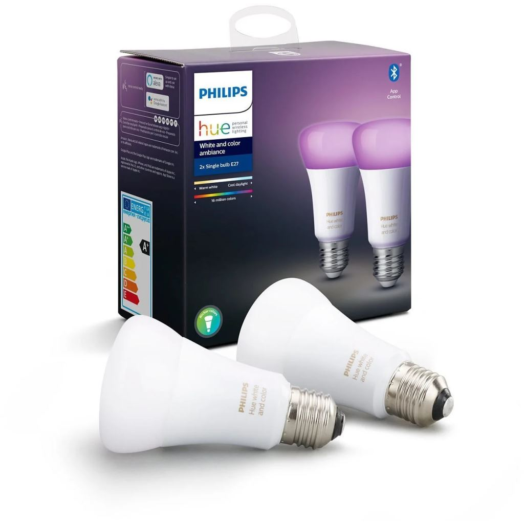 Philips Hue White and Color Ambiance LED fényforrás E27 9W 2db/cs (929002489602) (929002489602)