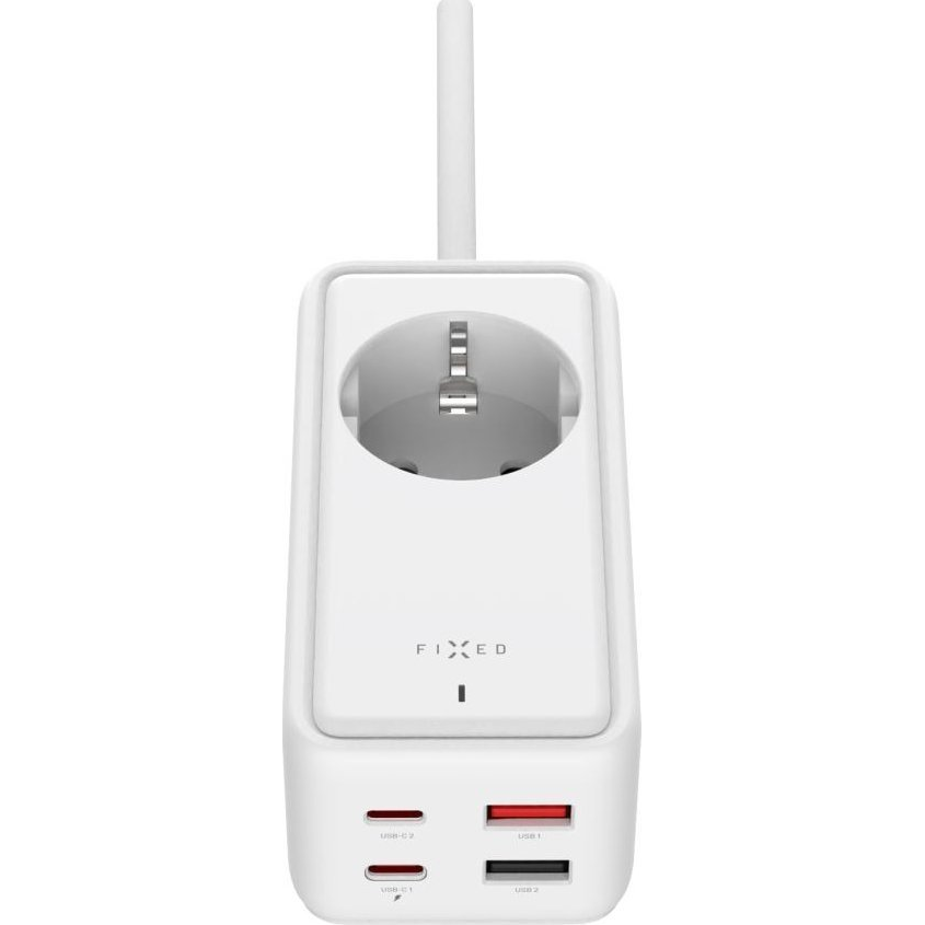 FIXED hálózati USB töltő, GaN III technológia, kimenetetk: 2 * USB-A QC3.0, 2 * USB-C PD3.0 65W , 1*220V, 3m kábel, fehér (FIXCS65-3-WH)