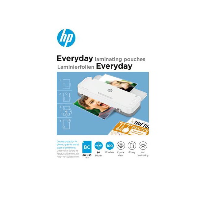 HP Inc. Everyday 80 mikron 60x95mm fényes lamináló fólia (100 db / csomag) (9157)